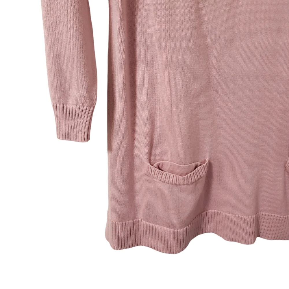 Talbots 3/4 Sleeve Front Pocket Zipper Back Sweater Pink Sz Small - Picture 4 of 13